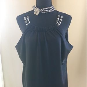 Black Rayon Tank with Silver Chain Straps